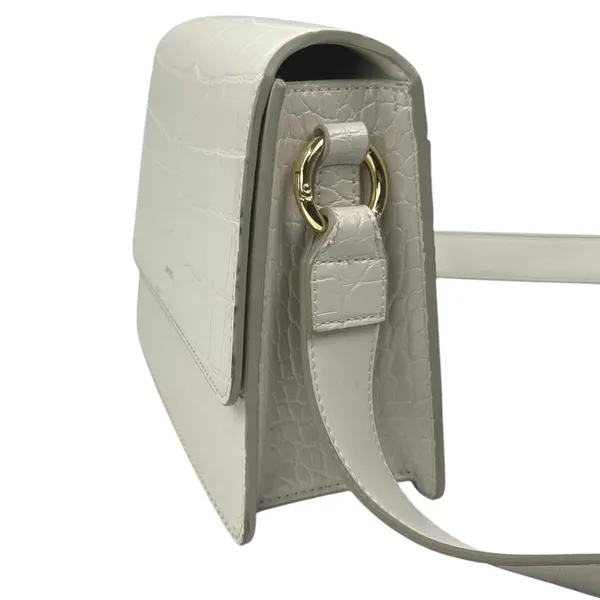 JW Pei Women's White Leather Croc Snap The Fae Crossbody Handbag One Size - Image 2