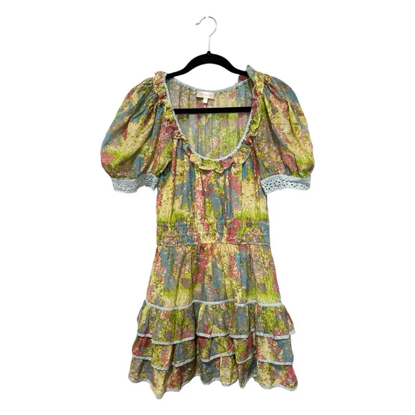 LoveShackFancy Pastel Fields Scoop Neck Safiya Mini Dress Size S - Image 5