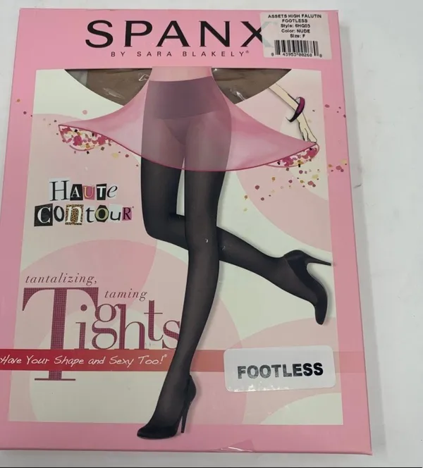 SPANX Assets High Falutin Footless Tights Beige Size F Holiday Shapewear - Image 2