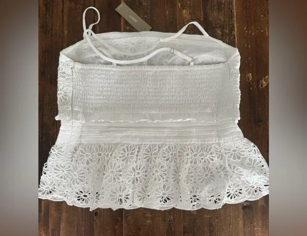NEW! J.Crew Jessie Eyelet Peplum Top in White - Image 3