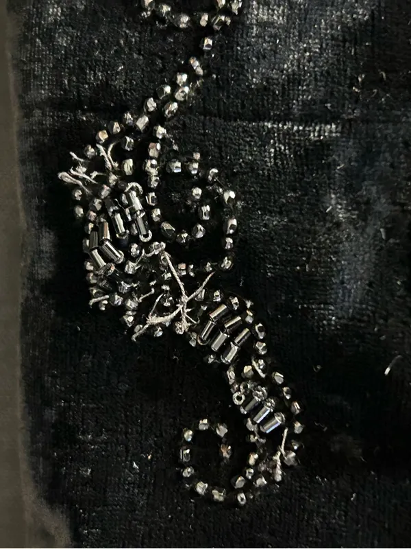 Walborg Handmade Black Beaded Velvet Foldover Clutch - Image 8