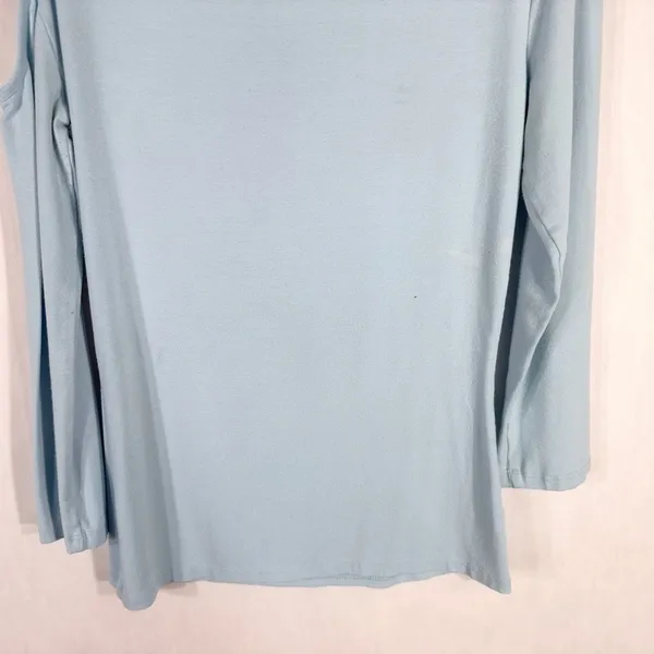 Cache Small Top Knit‎ Light Baby Blue Rhinestones Cut Out Cold Shoulder Y2K 1348 - Image 7