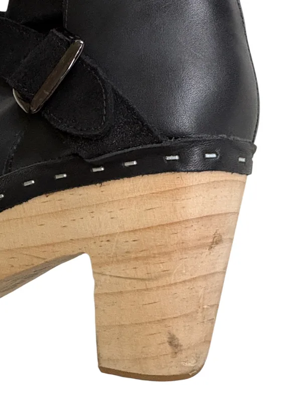 EUC Free People Leather Bungalow Clog Heeled Boots Black Size 9.5 - Image 11