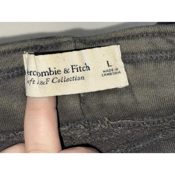 Abercrombie & Fitch Soft AF Black Cotton Fleece Sweat Athletic Shorts Size Large - Image 3