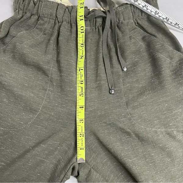 NWT Max Studio Women's Cropped Wide Leg Trousers XS Pull-on linen blend olive - Image 10