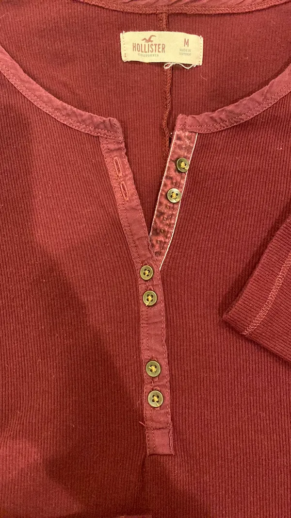 Hollister Maroon Long Sleeve Top - Image 3