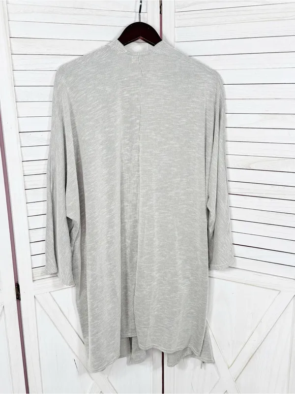 Donni Anthropologie Ribbed Knit Draped Kimono Cardigan Grey One Size Lagenlook - Image 9