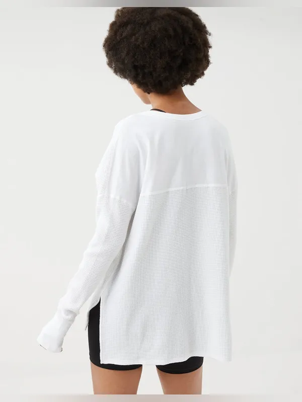 Aerie Offline Wow! Waffle Henley T-Shirt in White Size XS New with tags - Image 5