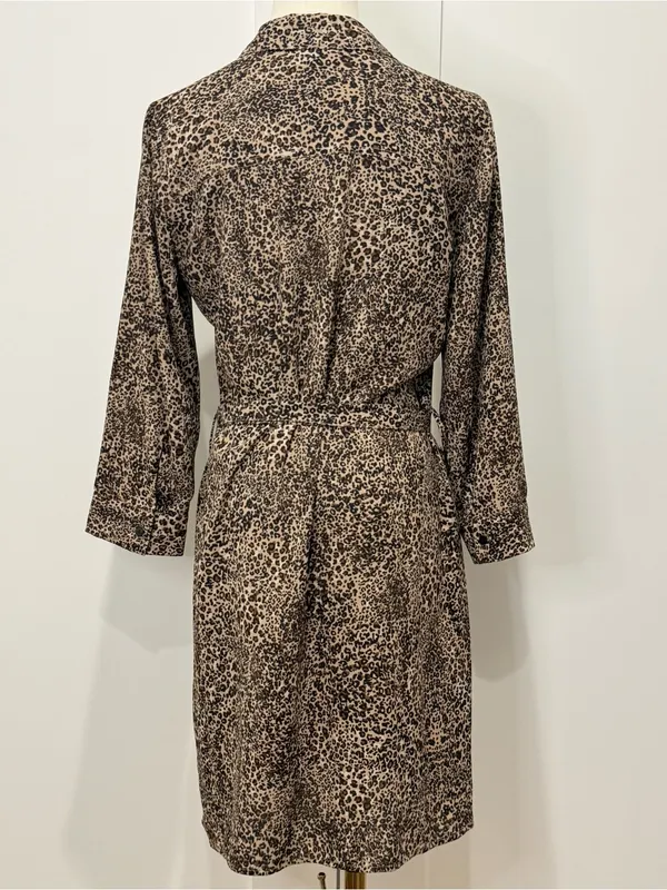 1. State Leopard Print Shirtdress Small 3/4 Sleeve Belt Fall City Chic Maximal - Image 5