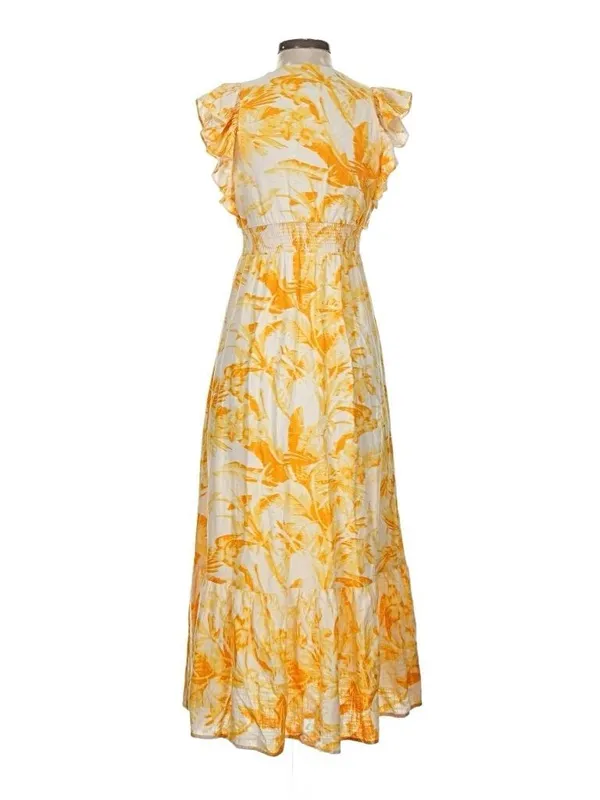 EXPRESS Floral Flutter Sleeve Tie Front Maxi Dress Small - Image 3