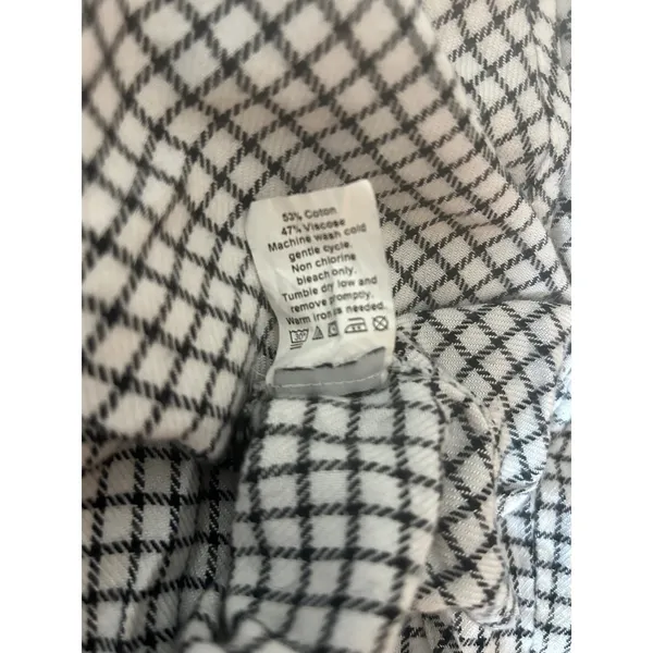 Madewell Bell‎ Sleeve Button-Down Top in Windowpane Size Medium Black White - Image 7