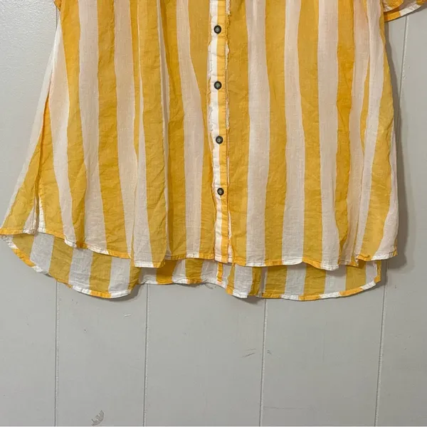 Free People We The Free Float Away Shirt Yellow White Stripe Button Down NWT XS - Image 4