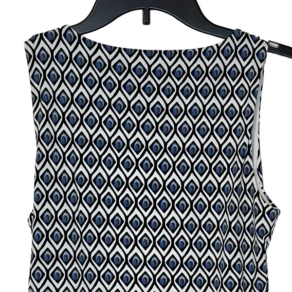 White House Black Market Women's Top Geometric Ruched Sleeveless Keyhole‎ Small - Image 7