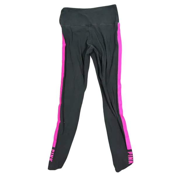 Victoria's Secret PINK Leggings Womens Large Black Pink Stripe High Rise Logo - Image 10