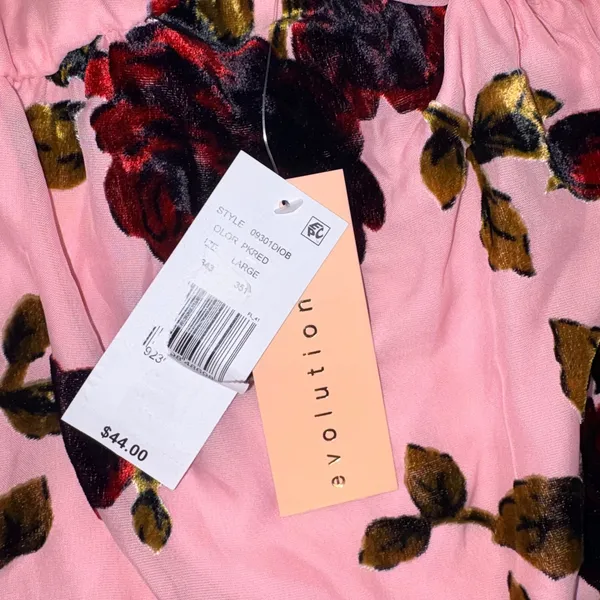 Evolutionary Pink Velvet Rose Burnout Babydoll Cami Top Y2K Large NWT - Image 6