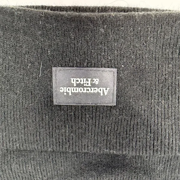 Abercrombie & Fitch Logo Patch Knit Beanie Hat Black Ribbed Women One Size - Image 2