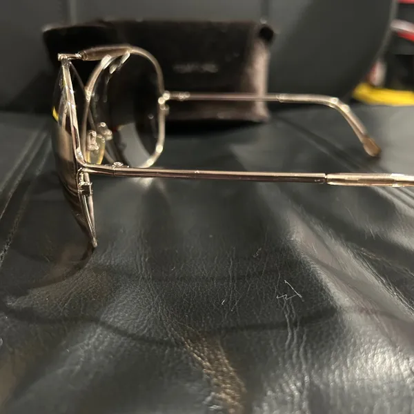 Tom Ford Gold Butterfly Frame Sunglasses with Dark Lenses missing nose guard - Image 4
