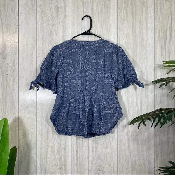 Anthropologie Pilcro and The Letterpress Tied Sleeve Blouse Paisley Bandana 0 - Image 4