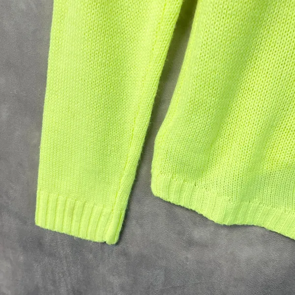 LEI Neon Yellow Sweater XL French Bulldog Dog Graphic Knit Dopamine Kitsch Twee - Image 5