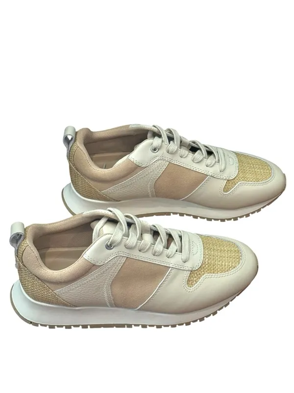 J. MCLAUGHLIN Emerson Leather Suede Grasscloth Sneaker Beige Cream Size 7 NEW - Image 3