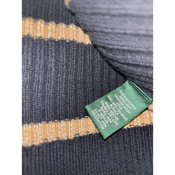 Lauren Ralph Lauren Black Gold Striped Sweater Toggle Medium Sparkle Metallic - Image 6