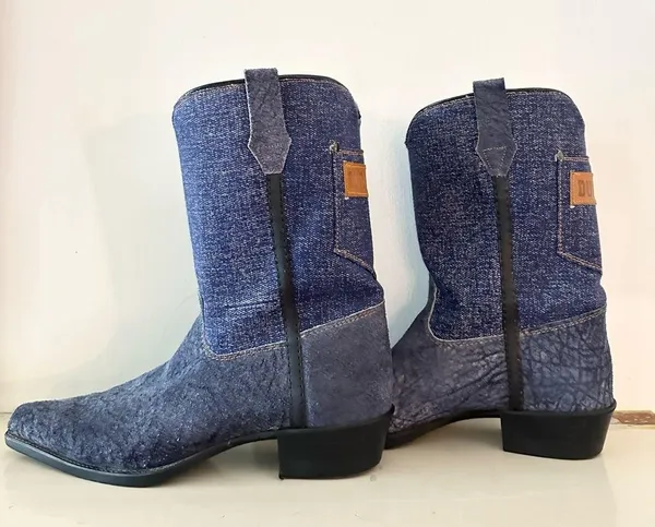 Y2K vintage retro western rodeo Cowgirl boots size 6 denim patchwork - Image 4