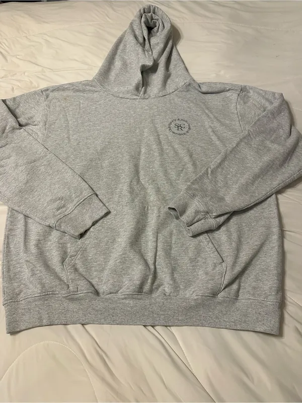Sporty & Rich Wellness Club Cotton Blend Light Gray Hoodie - Size XL - Image 4