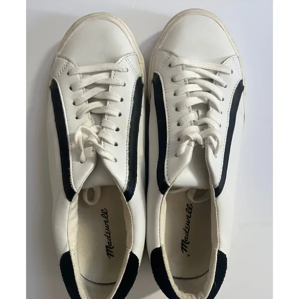 Madewell delia sidewalk low top white/black size 9 - Image 6