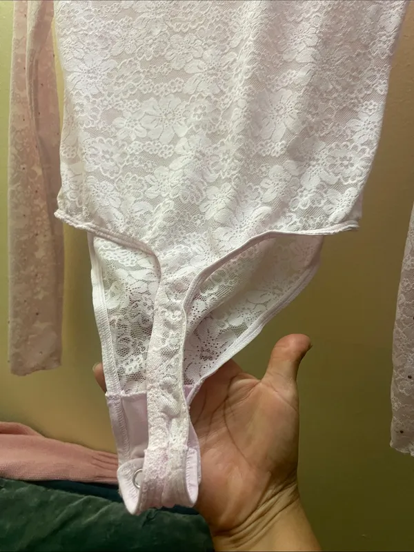 PINK Victoria's Secret Wink Pink Lace Long-Sleeve Bodysuit - Image 6