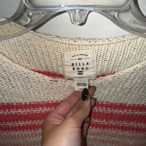 $60 PRE-OWNED Billabong Seeing Multi-Colored Stripes Cropped Pullover Sweater M - Image 10