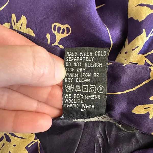 Jonathan Martin Studio 100%‎ Silk Purple Gold Floral Embroidered Midi Dress Sz 8 - Image 10