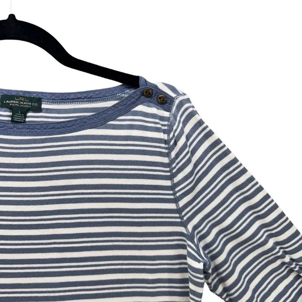 Lauren Ralph Lauren Striped Top Blue‎ Large - Image 5
