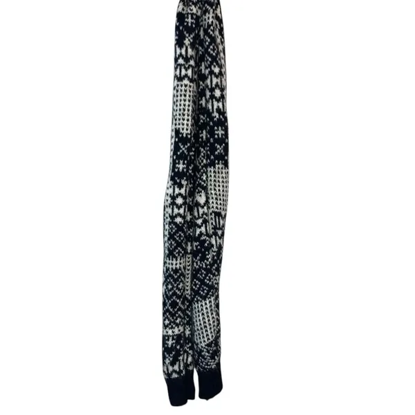 Abercrombie & Fitch Black & Cream Fair Isle Wool Blend Scarf‎ - Image 2