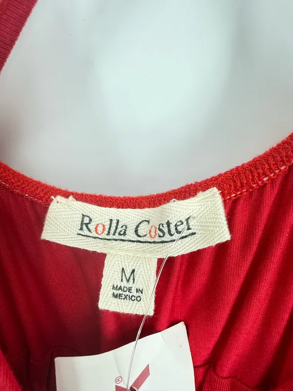 NWT Rolla Coster Women Red Maxi Dress Halter Adjustable Straps Medium - Image 3