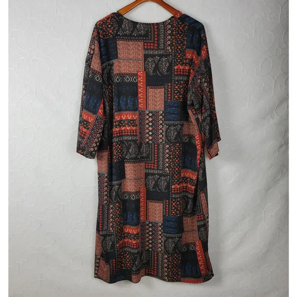 PinkBlush Womens‎ Kimono Cover Up Size L Black Brown Bandana Paisley Print Open - Image 7