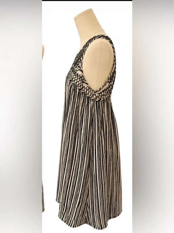 Ecote Anthropologie Embroidered Open Back Swing Dress Medium Boho Cotton - Image 2