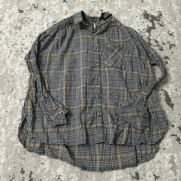 Free People Break My Stride Oversized Plaid Long Sleeve Button Up Shirt Size XS - Image 3