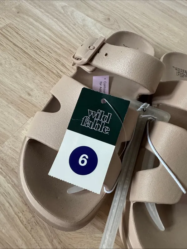 wild fable Neutral Beige Double-Strap Slide Sandals NWT - Image 4
