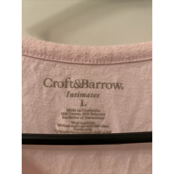 Croft & Barrow Women’s Dog Print Long Sleeve Pajama Top Shirt 1pc Size L Pink - Image 3