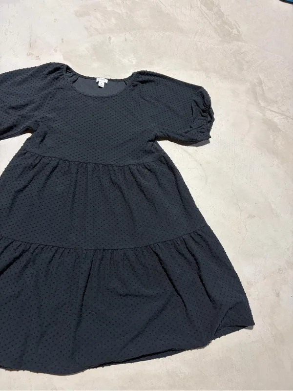 J. Crew Black dot Tiered Puff Sleeve Dress small - Image 3