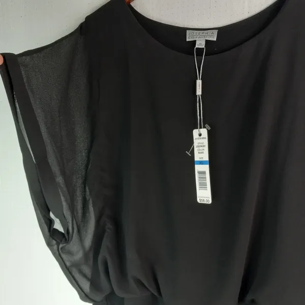 Joseph A XL Sheik Tank With Sheer Over Layer Women's Top Plus In Black Funeral - Image 2