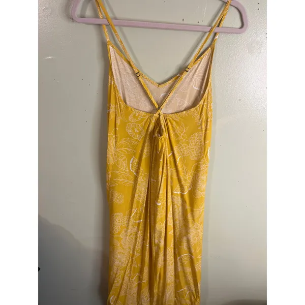 GAP crisscross straps midi side slits hanky yellow flowers dress, size medium - Image 5