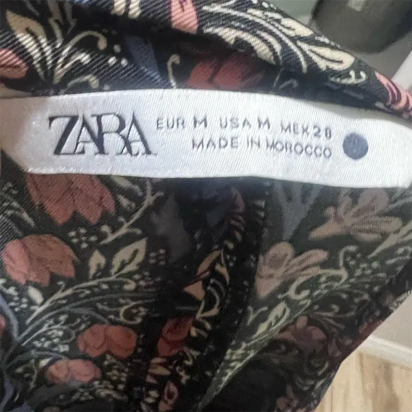 Zara Shirt Dress Womens Size M Multicolor Floral Paisley Mini Long Sleeve - Image 7