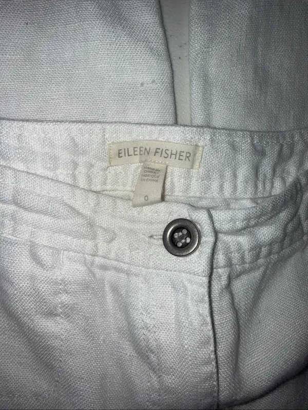 Eileen Fisher white Organic Linen cropped Wide-Leg pants women’s size O - Image 3