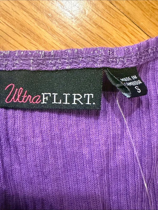 NWT Ultra flirt purple sparkly tank top size small. - Image 2