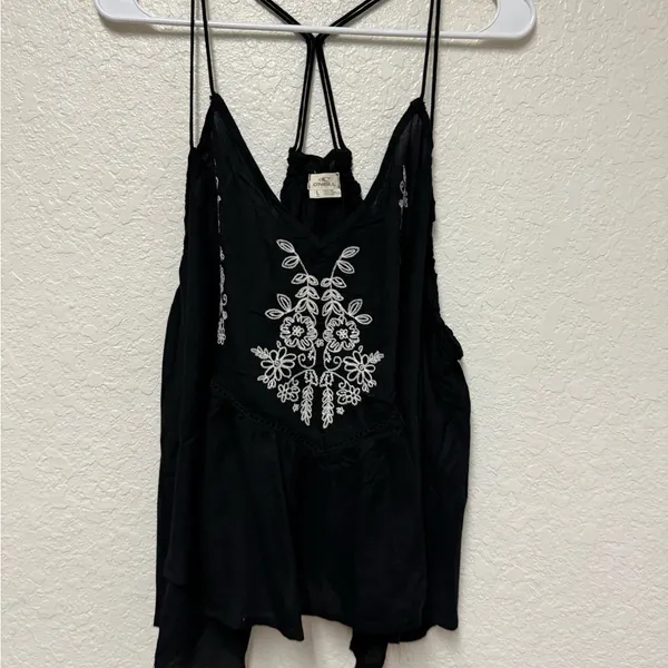 NWT O’NEILL Black Camisole with White Embroidery - Image 7