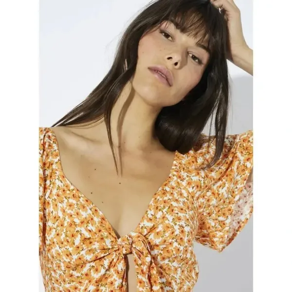 MINKPINK Women's Size‎ Small Sun Valley Orange V-Neck Floral Mini Dress - Image 4