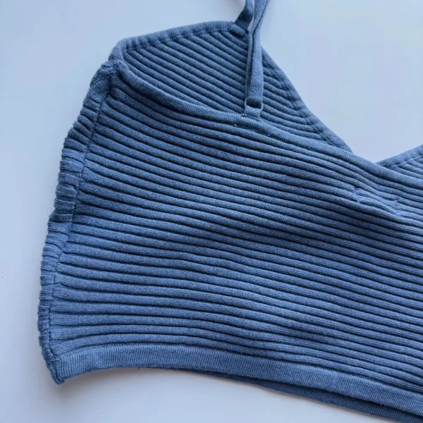 Aerie NWT Take Charge Sweater Corset Tank Top Cropped Blue Size Large L NEW - Image 8