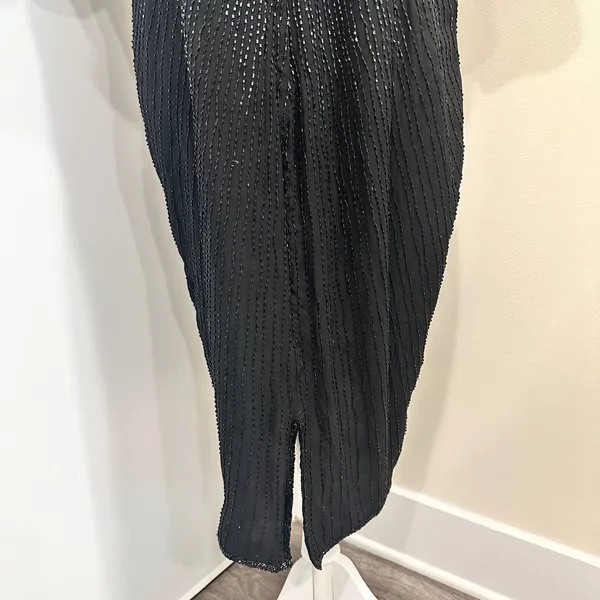 Vintage 80s Stenay Woman‎ Black Silk Beaded Sequin Cocktail Shift Dress Art Deco - Image 13