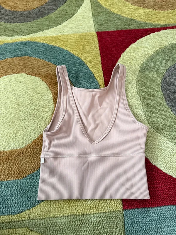Lululemon Power Pivot Ribbed Tank Top Cropped Beige Tan Color Women’s Size 0 - Image 2